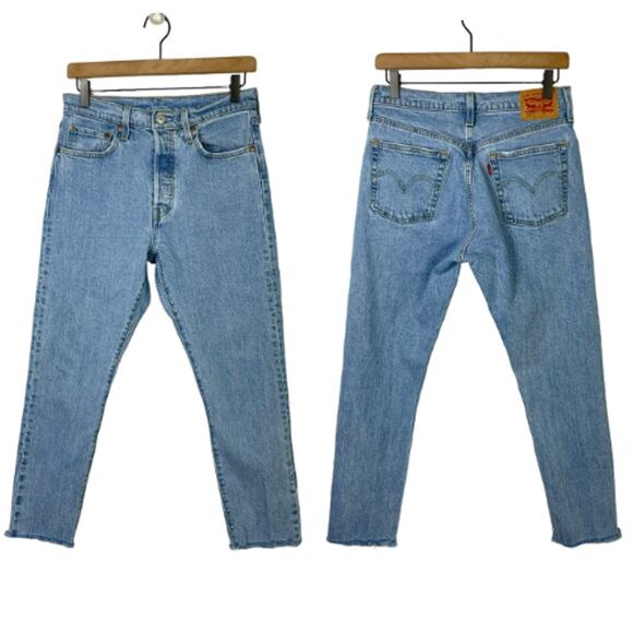 Levi's 501 S XX Sz 28 Button Fly Raw Hem Skinny Leg High Rise Cropped Jeans - Picture 1 of 9